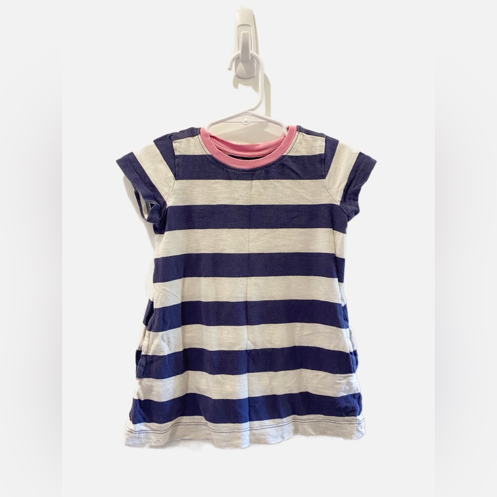Primary Navy and White Striped Kids T-shirt Dress - Size 2T